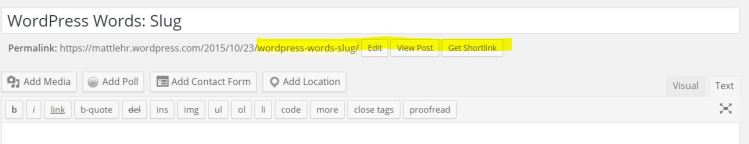 This is a screenshot from WordPress featuring where to change the slug.